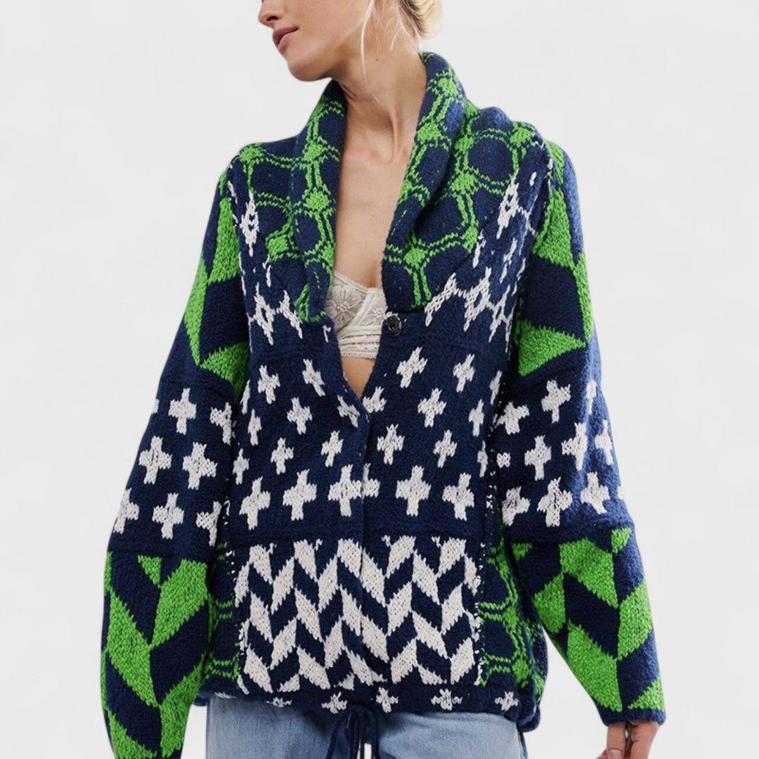 Portia - Ζακέτα vintage z kołnierzykiem button down i długim rękawem