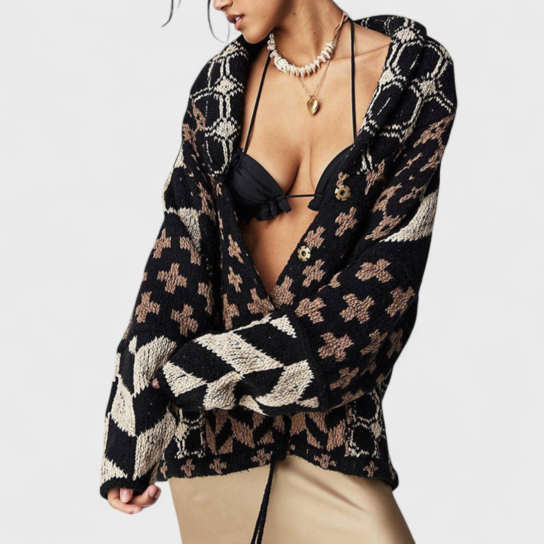 Portia - Ζακέτα vintage z kołnierzykiem button down i długim rękawem